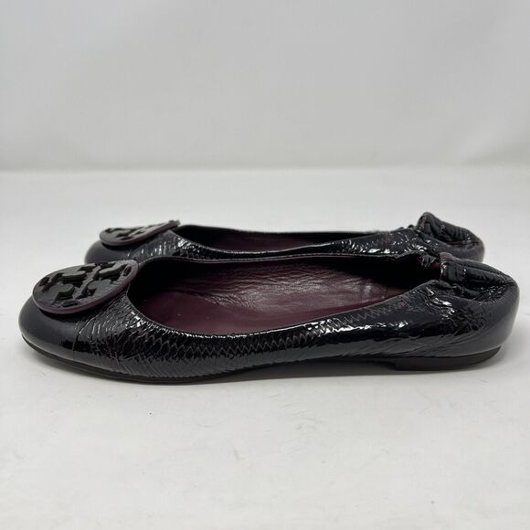Tory Burch Reva Plum Burgundy Patent Leather Ballet Flats Women’s 8.5 - Picture 4 of 12
